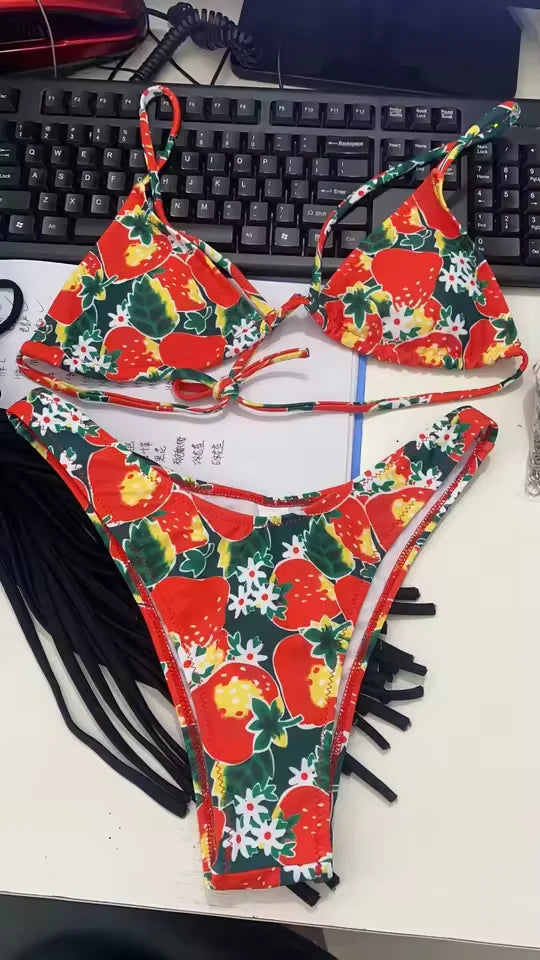 Maya Bikini - Strawberry - Eco-Friendly Swimwear